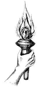 Hand holding a torch