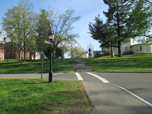 A crosswalk from upper campus