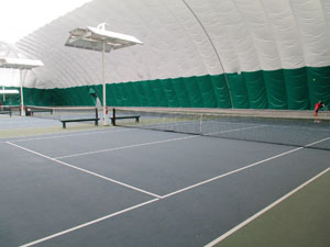 An indoor tennis court