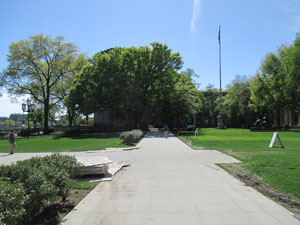 Walkway leading into campus