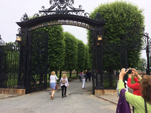 Gated entryway to the stately campus